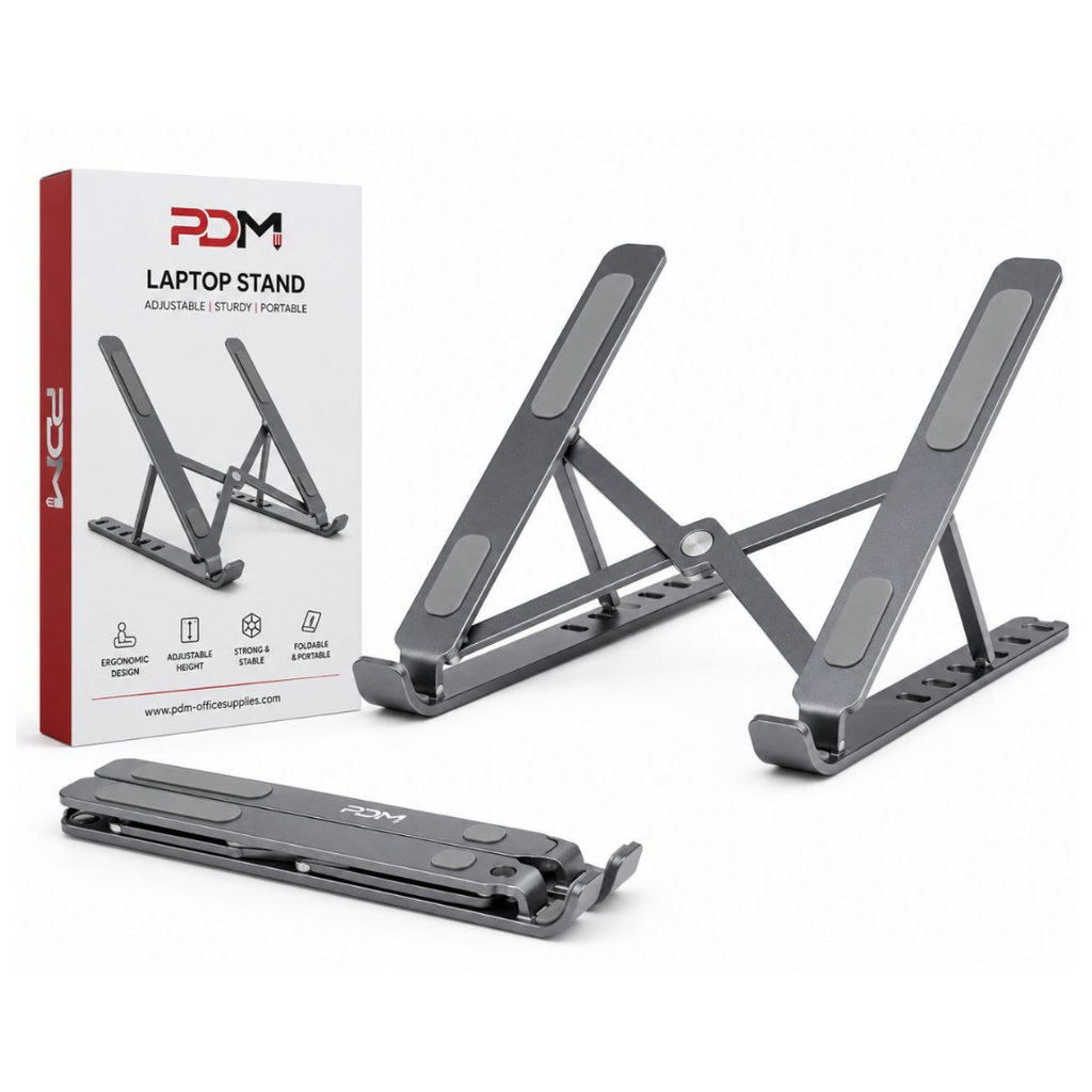 PDM Adjustable Foldable Laptop Stand – Aluminium Desktop Holder