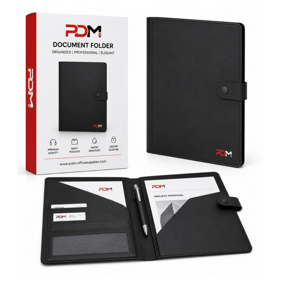 PDM Document Folder with Snap Closure – Multi-Pocket Organiser